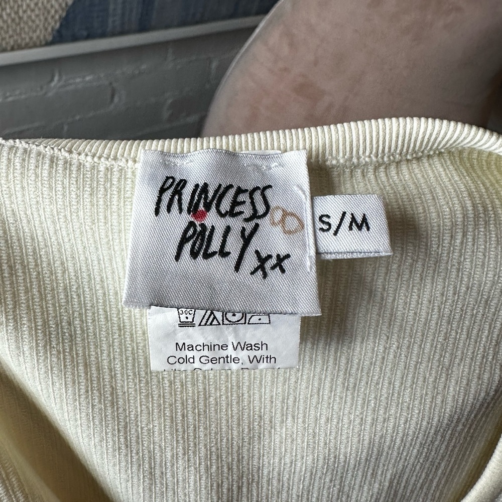 Princess Polly Creamy Ivory Ribbed Low Side Bralette/Tank Top - Picture 9 of 9